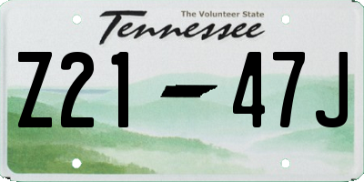 TN license plate Z2147J