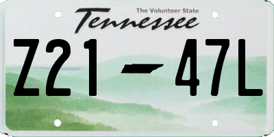 TN license plate Z2147L