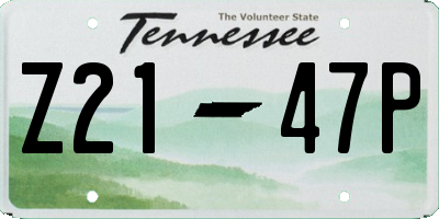 TN license plate Z2147P