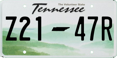 TN license plate Z2147R