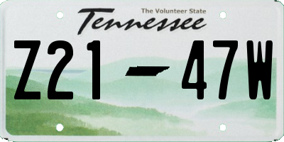 TN license plate Z2147W