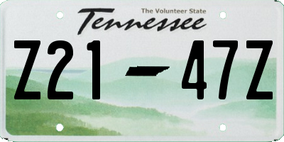 TN license plate Z2147Z
