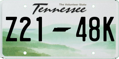 TN license plate Z2148K