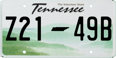 TN license plate Z2149B