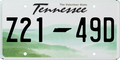 TN license plate Z2149D