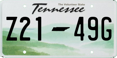 TN license plate Z2149G