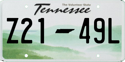 TN license plate Z2149L