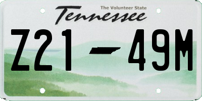 TN license plate Z2149M
