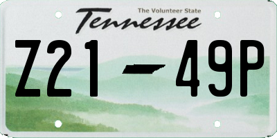 TN license plate Z2149P