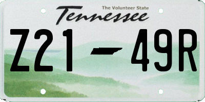 TN license plate Z2149R