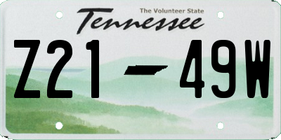 TN license plate Z2149W