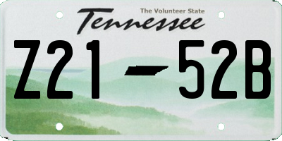 TN license plate Z2152B