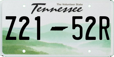 TN license plate Z2152R