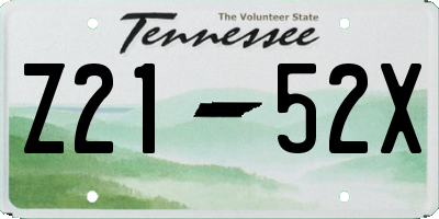 TN license plate Z2152X