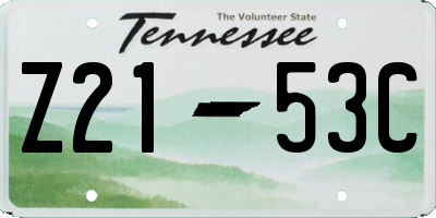 TN license plate Z2153C