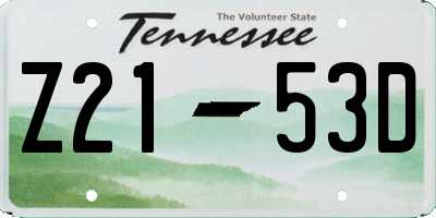 TN license plate Z2153D