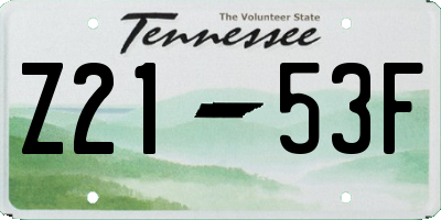 TN license plate Z2153F