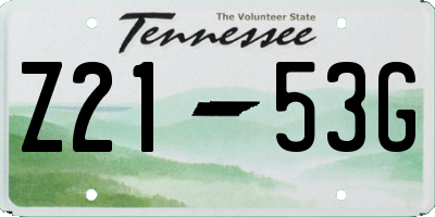 TN license plate Z2153G