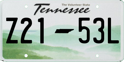 TN license plate Z2153L