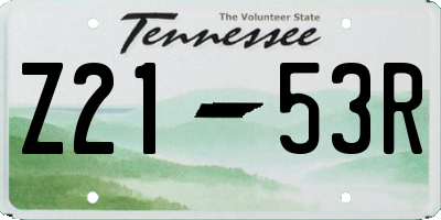 TN license plate Z2153R
