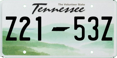 TN license plate Z2153Z