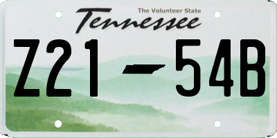 TN license plate Z2154B