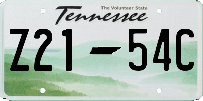 TN license plate Z2154C