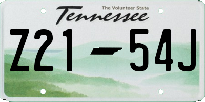 TN license plate Z2154J