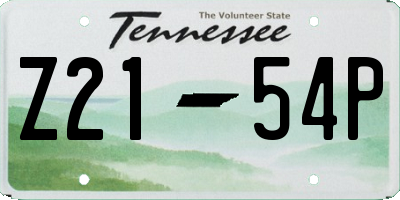 TN license plate Z2154P