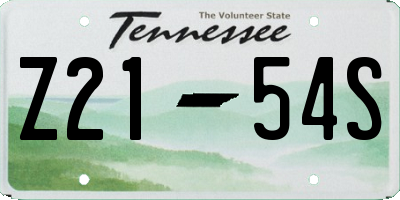 TN license plate Z2154S