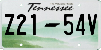 TN license plate Z2154V