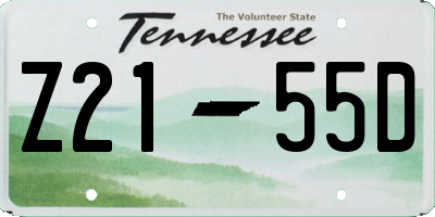 TN license plate Z2155D