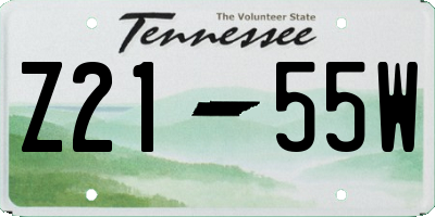 TN license plate Z2155W