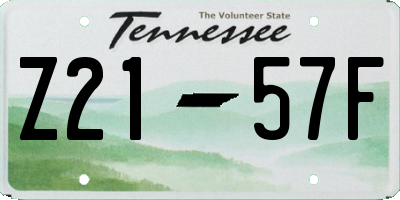 TN license plate Z2157F