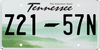 TN license plate Z2157N