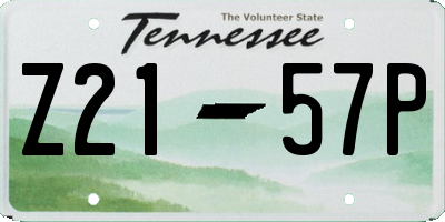 TN license plate Z2157P