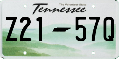 TN license plate Z2157Q