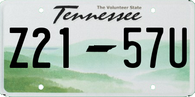 TN license plate Z2157U