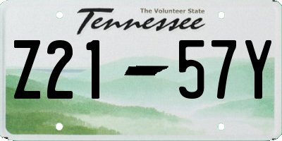 TN license plate Z2157Y