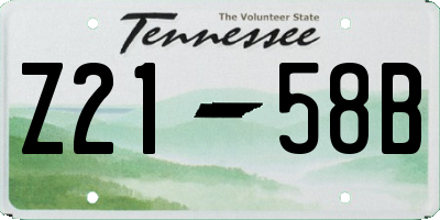 TN license plate Z2158B