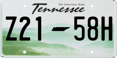 TN license plate Z2158H