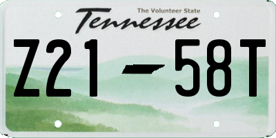 TN license plate Z2158T