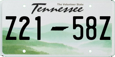 TN license plate Z2158Z