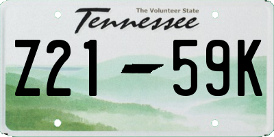 TN license plate Z2159K