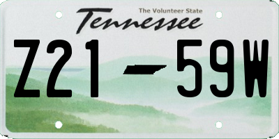 TN license plate Z2159W