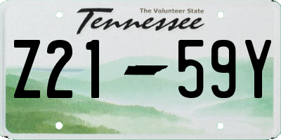 TN license plate Z2159Y