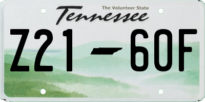 TN license plate Z2160F