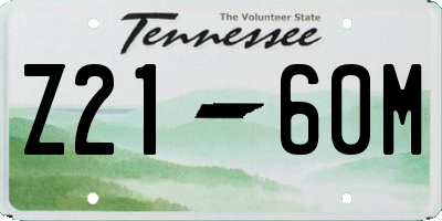 TN license plate Z2160M