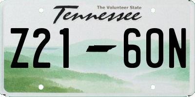 TN license plate Z2160N