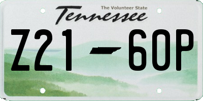 TN license plate Z2160P